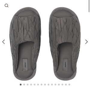 Skims quilted gun metal slippers